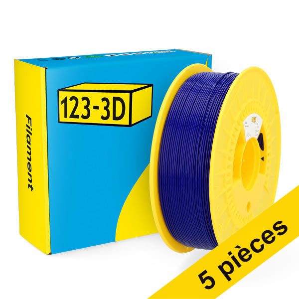 Offre : 5x 123-3D filament PLA 1,75 mm 1 kg - bleu foncé DHM10004 - 1