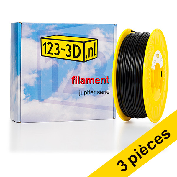 Offre : 3x Filament 2,85 mm PETG 1 kg série Jupiter (marque 123-3D) - noir 135607 - 1