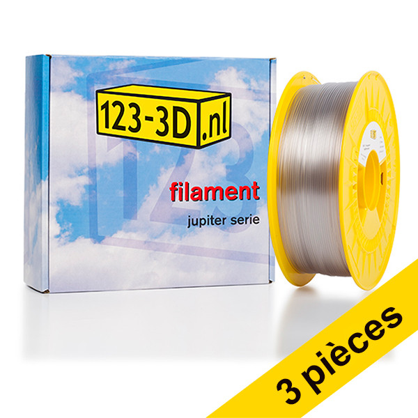 Offre : 3x filament 1,75 mm PETG 1 kg série Jupiter (marque 123-3D) - transparent 135587 - 1