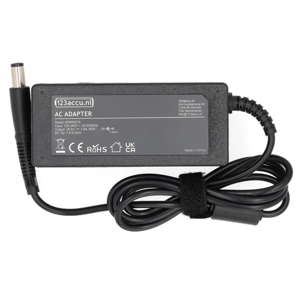 HP adaptateur (19,5 V, 3,33 A, 65 W, marque 123 accu) ADR00274 - 2