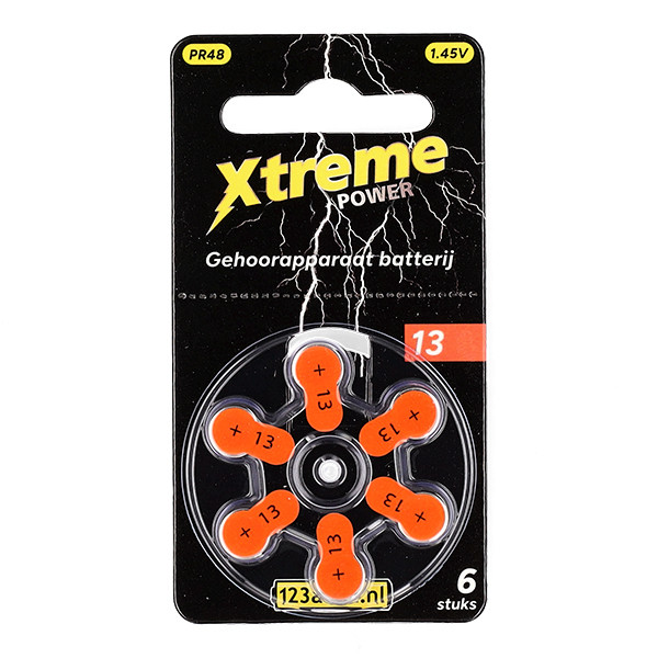 123accu Xtreme Power 13 / PR48 piles pour appareils auditifs 6 pièces (marque 123accu) - orange ADR00357 - 1