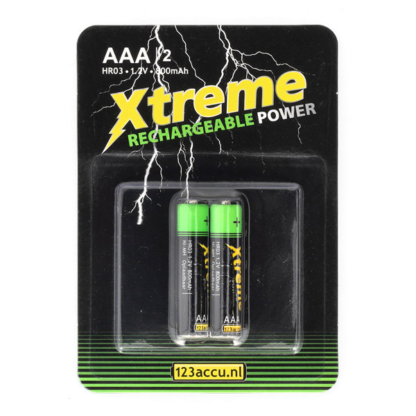 123accu Xtreme Power batterie AAA / HR03 Ni-Mh rechargeable (2 pièces) ADR00082 - 1