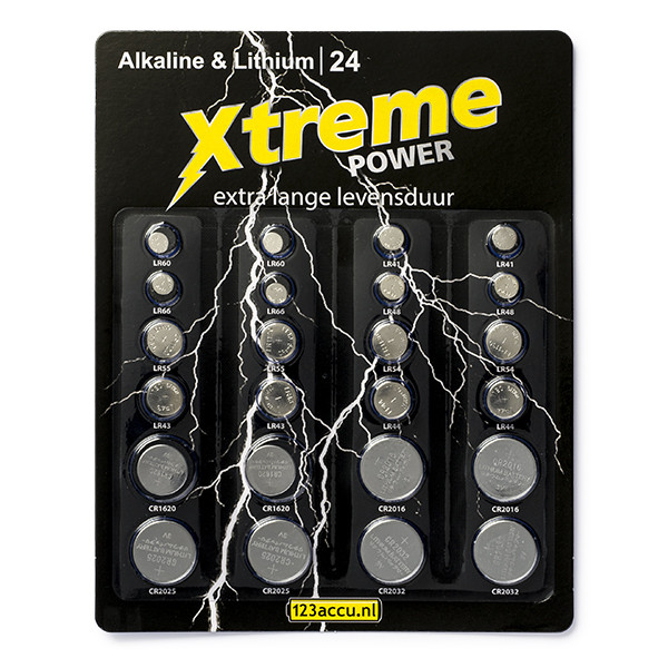 123accu Xtreme Power multipack piles bouton CR1620 CR2016 CR2025 CR2032 LR41 ADR00048 - 1