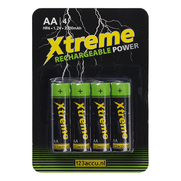 123accu Xtreme Power pile rechargeable AA HR6 (4 pièces) AA HR6 ADR00076 - 1