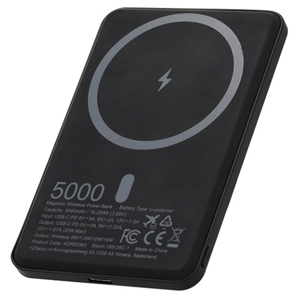 123accu powerbank sans fil Ultra Slim (20W, 5000 mAh) - noir ADR00363 - 2