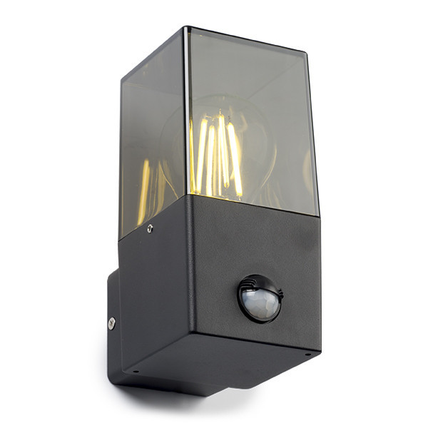 123inkt ​​​​​​​123led applique murale carrée avec capteur Smokey pour 1x E27 - noir 6152-PIR LDR08513 - 1