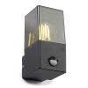 123inkt ​​​​​​​123led applique murale carrée avec capteur Smokey pour 1x E27 - noir 6152-PIR LDR08513 - 1