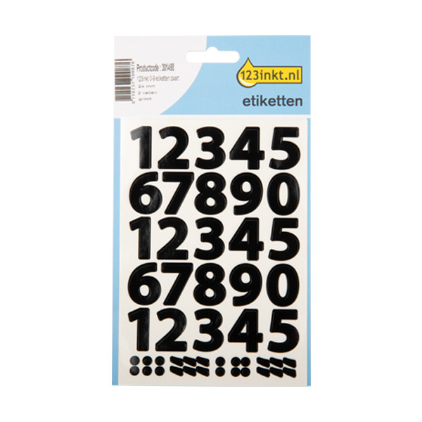 123inkt 0-9 etiketten zwart groot 301498 - 1