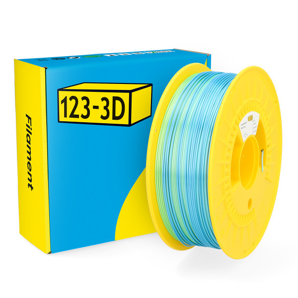 123inkt 123-3D filament PLA satiné arc-en-ciel 1,75 mm 1 kg - bleu-vert-gris  DHM00117 - 1