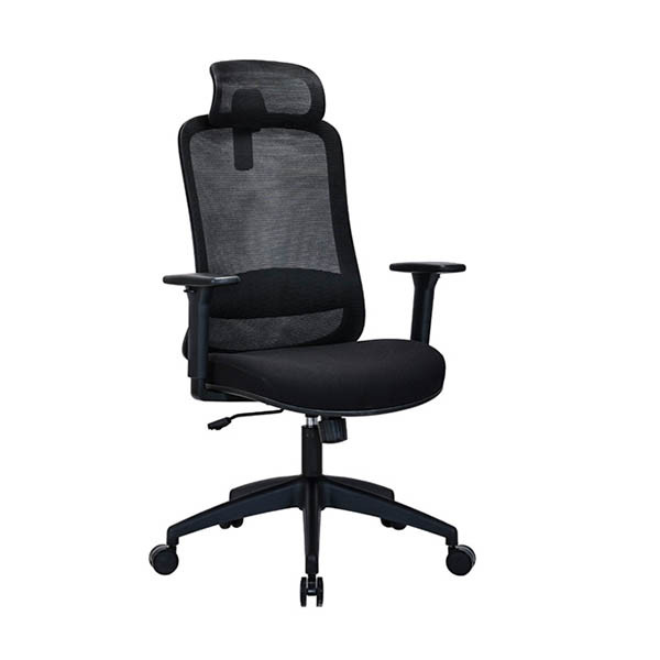123encre Economic Ecoline chaise de bureau mesh (avec appui-tête) - noir 302695 - 1