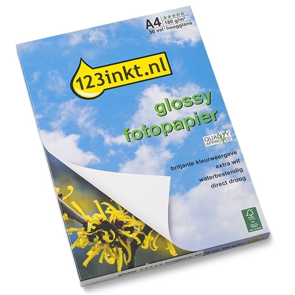 123inkt 123encre Glossy papier photo brillant 180 g/m² A4 (50 feuilles) FSC® C13S041622C 064050 - 1