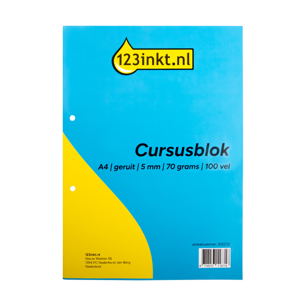 123inkt 123encre bloc de cours A4 quadrillé 5 mm 70 g/m² (100 feuilles) 01538C 302232 - 1