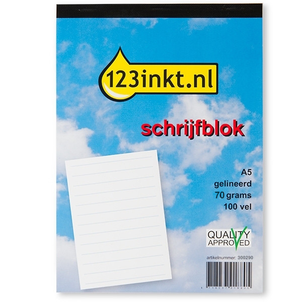 123inkt 123encre bloc de cours A5 ligné 70 g/m² 100 feuilles K-5505C 300290 - 1