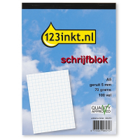 123encre bloc de cours A5 quadrillé 5 mm 70 g/m² 100 feuilles 300291
