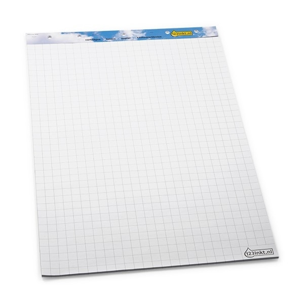 123inkt 123encre bloc papier quadrillé pour chevalet de conférence 65 x 98 cm (2 x 50 feuilles) - blanc 65100C 7700140C 300265 - 1