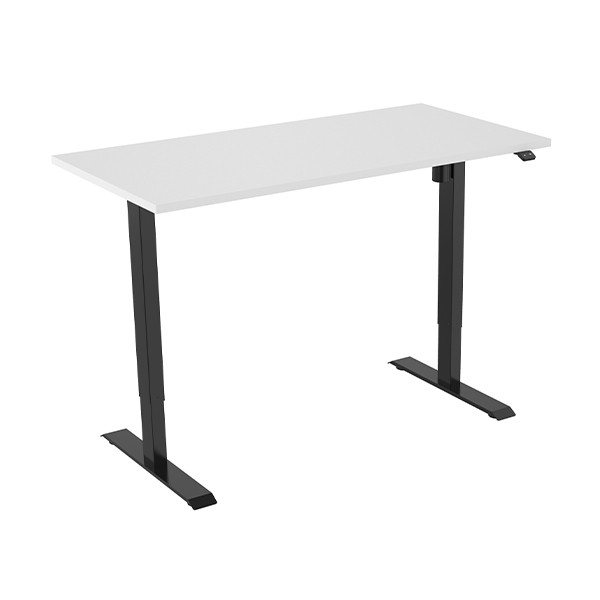 123inkt 123encre bureau assis-debout électrique piètement noir plateau blanc 140 x 80 cm (1 moteur)  302644 - 1