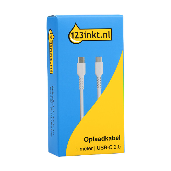 123inkt 123encre câble de charge USB-C vers USB-C 2.0 (1 mètre) - blanc CCTB60800AL10C MUF72ZM/AC 302268 - 2