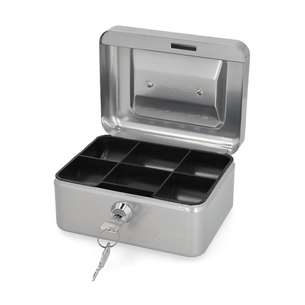 123encre caisse à monnaie en acier (15,2 x 12,5 x 8,1 cm) - argent 302947 - 2