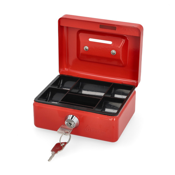 123encre caisse à monnaie en acier avec fente pour pièces (12,5 x 10,5 x 6 cm) - rouge 302936 - 1