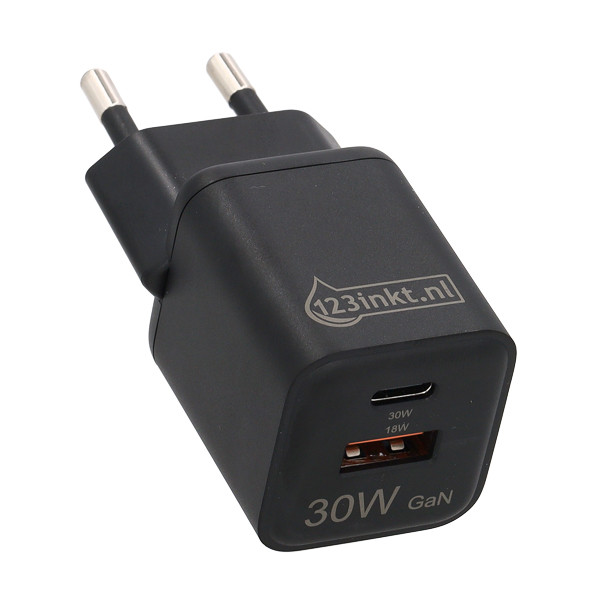 123encre chargeur USB-C + USB-A rapide (30 W) - noir 303611 - 1