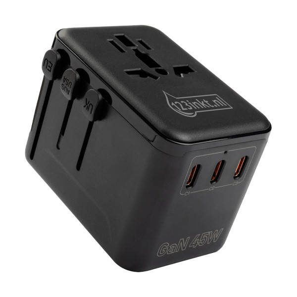 123inkt 123encre chargeur/adapteur de voyage 45 W avec 1 port USB-A + 3 ports USB-C  390044 - 1