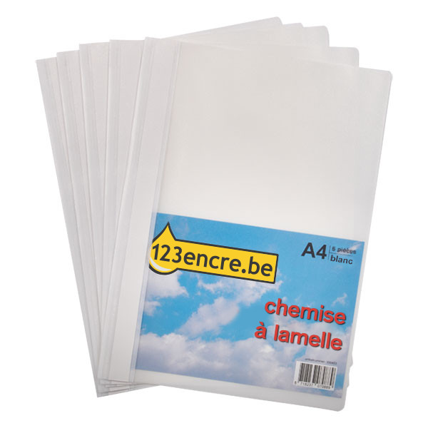 123encre chemise à lamelle A4 (5 pièces) - blanc 300453 - 1
