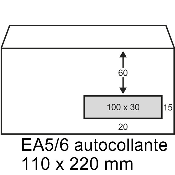 123inkt 123encre enveloppe 110 x 220 mm - EA5/6 fenêtre à droite patte autocollante (25 pièces) - blanc 123-202535-25 209389 RD-202535-25C 300915 - 1