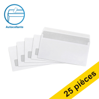 123inkt 123encre enveloppe 110 x 220 mm - EA5/6 fenêtre à gauche patte autocollante (25 pièces) - blanc 123-202525-25 209009 RD-202525-25C 300912