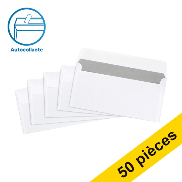 123inkt 123encre enveloppe 114 x 229 mm - C5/6 patte autocollante (50 pièces) - blanc 123-201530-50 300917 - 1