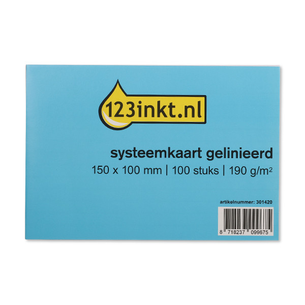 123inkt 123encre fiche Bristol lignée 150 x 100 mm (100 pièces) 13802XC K-6102C 301420 - 1