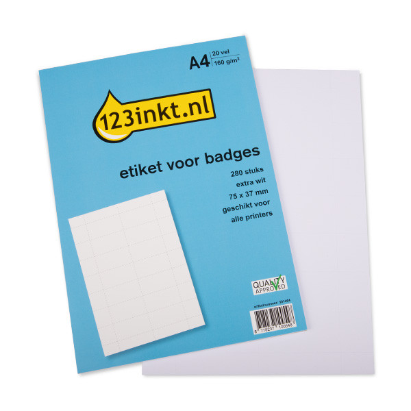 123inkt 123encre inserts pour porte-badges 75 x 37 mm (280 badges) 145302C 301464 - 1