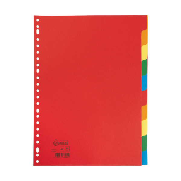 123encre intercalaires colorés en carton A4 avec 10 onglets (23 trous) 302468 - 1