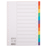 123encre intercalaires colorés en carton A4 avec 12 onglets (23 trous) 300536