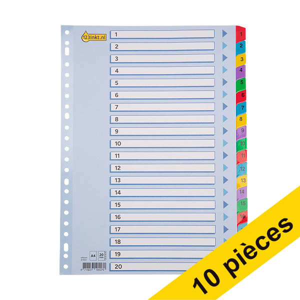 123encre intercalaires en carton A4 avec 12 onglets (23 trous) 301621 - 1