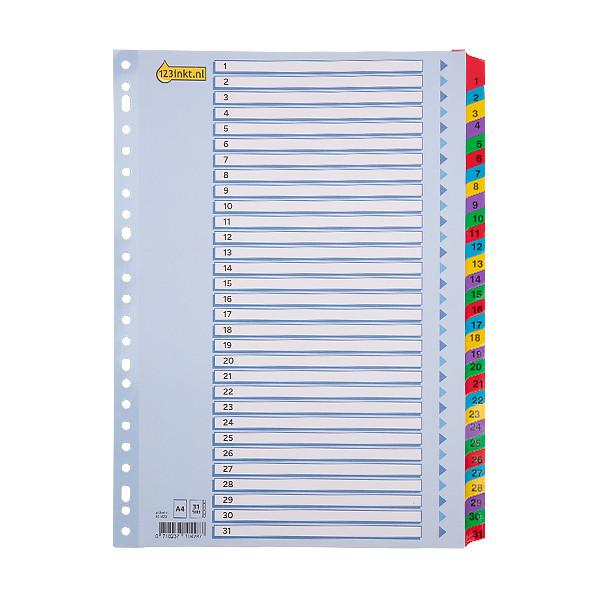 123encre intercalaires en carton A4 avec 31 onglets (23 trous) 301623 - 1