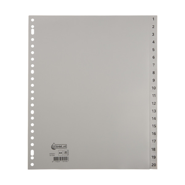 123inkt 123encre intercalaires en plastique A4+ extra larges avec 20 onglets (23 trous) G420CM-BC 301539 - 1