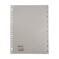 123encre intercalaires en plastique A4 avec 10 onglets (23 trous) - gris