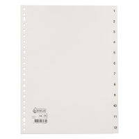 123encre intercalaires en plastique A4 avec 12 onglets 1-12 (23 trous) - blanc