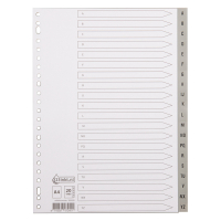 123encre intercalaires en plastique A4 avec 20 onglets A-Z (23 trous) - gris 300528