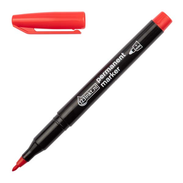 123inkt 123encre marqueur permanent (1 mm ogive) - rouge 4-25002C 4-400002C 300884 - 1