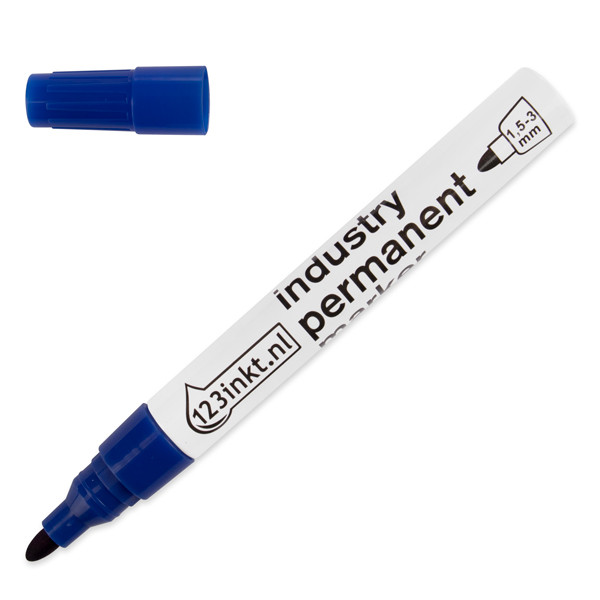 123inkt 123encre marqueur permanent industriel (1,5 - 3 mm ogive) - bleu 48300003C 301159 - 1