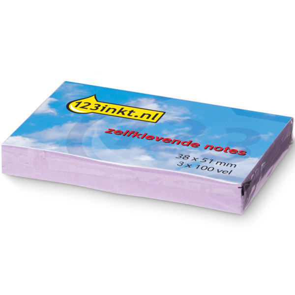 123inkt 123encre notes autocollantes 38 x 51 mm (3 blocs de 100 feuilles) - lilas  300474 - 1
