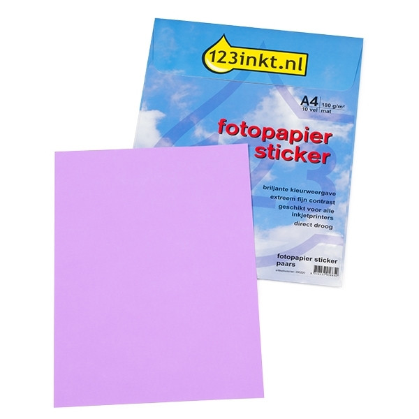 123inkt 123encre papier photo autocollant mat A4 (10 autocollants) - violet  300220 - 1