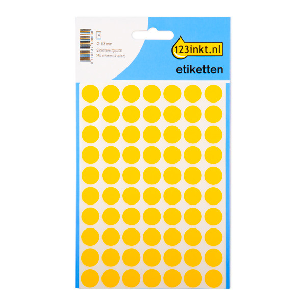 123inkt 123encre pastilles adhésives Ø 13 mm (280 étiquettes) - jaune 3144C 301476 - 1