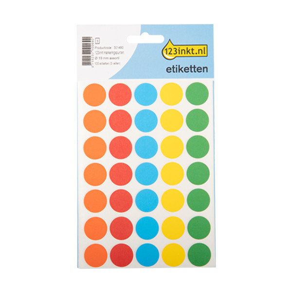 123inkt 123encre pastilles adhésives Ø 19 mm (105 étiquettes) - assortiment 3089C 301480 - 1
