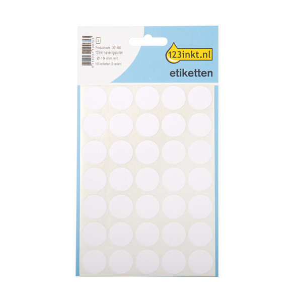 123encre pastilles adhésives Ø 19 mm (105 étiquettes) - blanc 301486 - 1