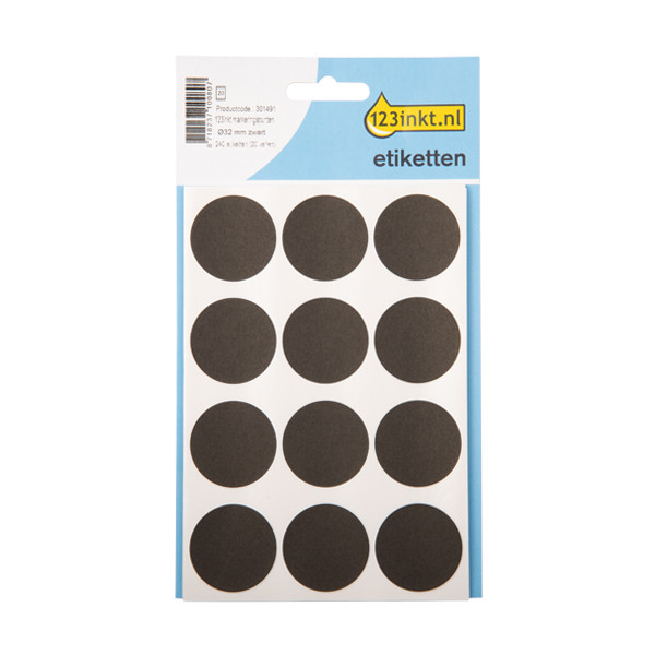 123inkt 123encre pastilles adhésives Ø 32 mm (240 étiquettes) - noir  301491 - 1