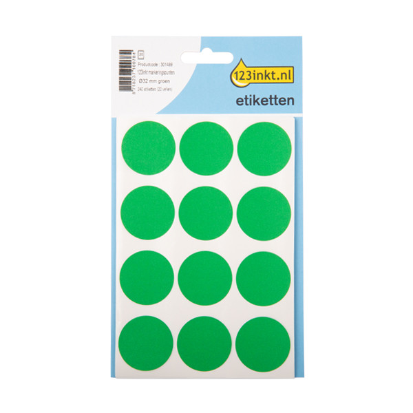 123inkt 123encre pastilles adhésives Ø 32 mm (240 étiquettes) - vert AV-PET30VC 301489 - 1