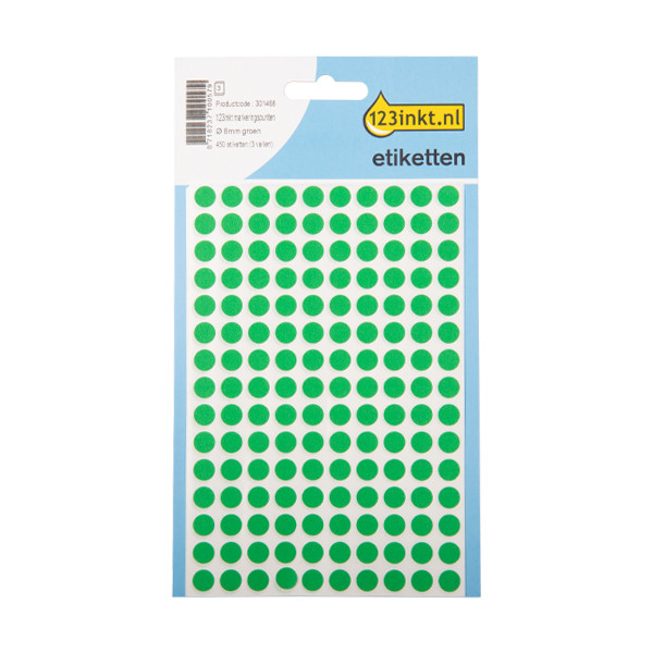 123inkt 123encre pastilles adhésives Ø 8 mm (450 étiquettes) - vert 1835C 1845C 3012C 3179C AV-PSA08VC 301468 - 1