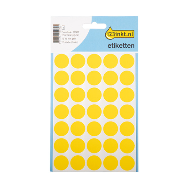 123inkt 123encre pastilles de marquage Ø 19 mm - jaune (105 étiquettes) 3007C 301483 - 1